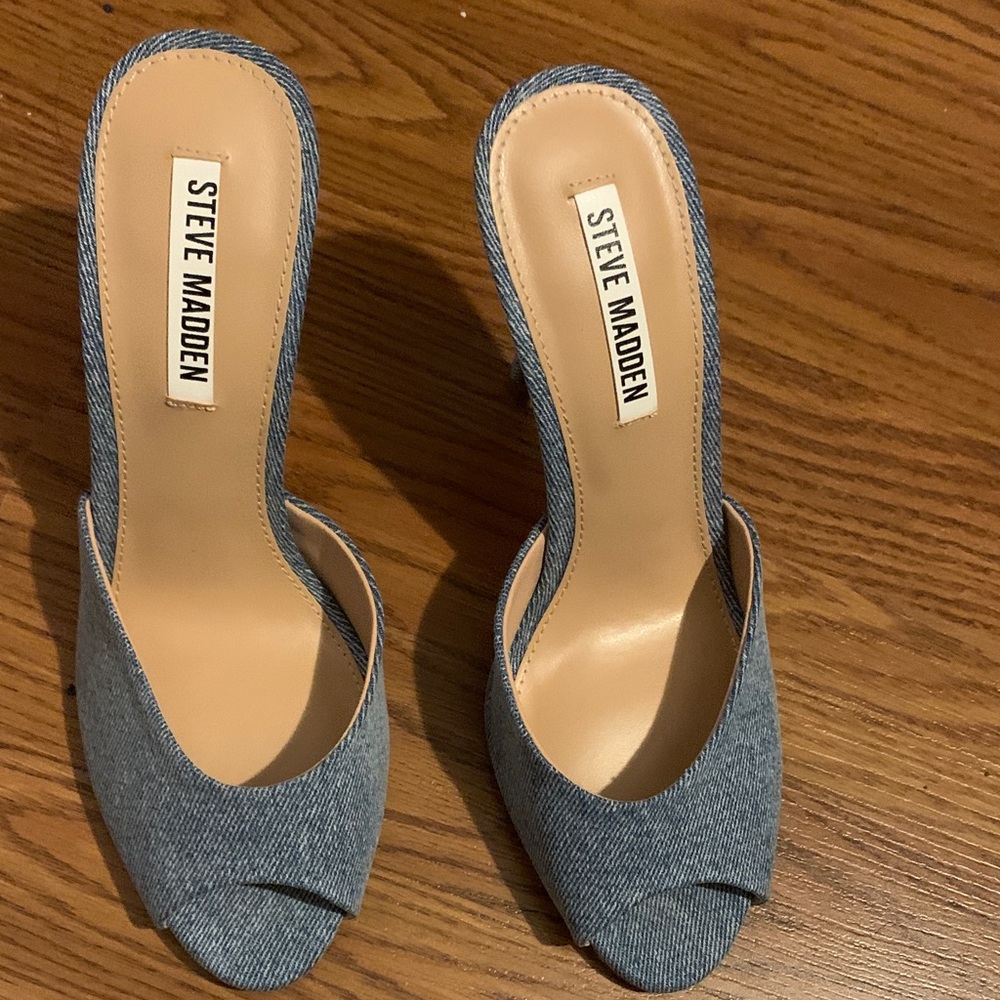 Steve Madden Denim Blue Open-Toe Heels